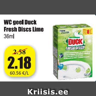 Allahindlus - WC geel Duck Fresh Discs Lime 36 ml