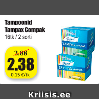 Allahindlus - Tampoonid Tampax Compak