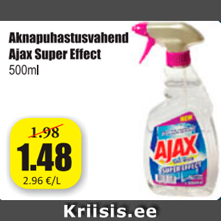 Allahindlus - Aknapuhastusvahend Ajax Super Effect, 500 ml