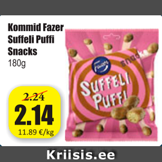 Allahindlus - Kommid Fazer Suffli Puffi Snacks 180 g