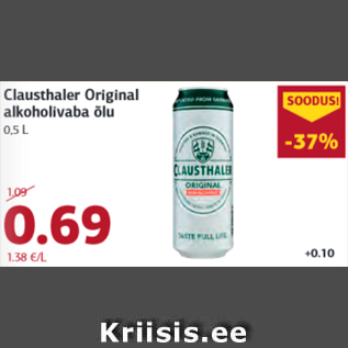 Allahindlus - Clausthaler Original alkoholivaba õlu 0,5 L