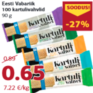 Allahindlus - Eesti Vabariik 100 kartulivahvlid 90 g