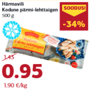 Allahindlus - Härmavili Kodune pärmi-lehttaigen 500 g