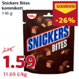 Allahindlus - Snickers Bites kommikott 136 g