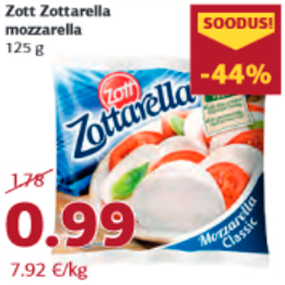 Allahindlus - Zott Zottarella mozzarella 125 g