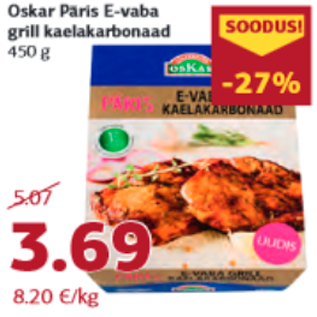 Allahindlus - Oskar Päris E-vaba grill kaelakarbonaad 450 g