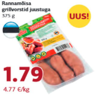 Allahindlus - Rannamõisa grillvorstid juustuga 375 g