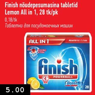 Allahindlus - Finish nõudepesumasina tabletid Lemon All in 1,28 tk/pk