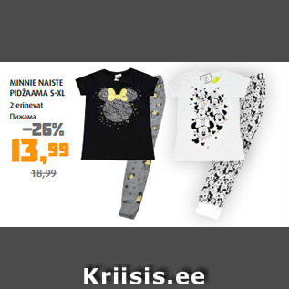 Allahindlus - MINNIE NAISTE PIDŽAAMA S-XL