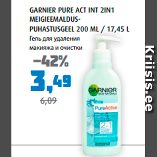 Allahindlus - GARNIER PURE ACT INT 2IN1 MEIGIEEMALDUSPUHASTUSGEEL 200 ML