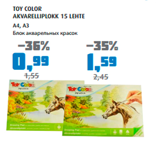 Allahindlus - TOY COLOR AKVARELLIPLOKK 15 LEHTE