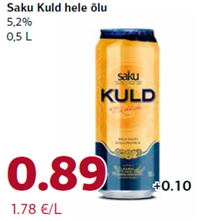 Allahindlus - Saku Kuld hele õlu 5,2% 0,5 L