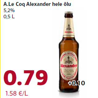 Allahindlus - A.Le Coq Alexander hele õlu 5,2% 0,5 L