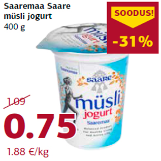 Allahindlus - Saaremaa Saare müsli jogurt 400 g