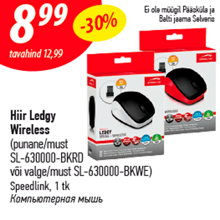 Allahindlus - Hiir Ledgy Wireless (punane/must SL-630000-BKRD või valge/must SL-630000-BKWE) Speedlink, 1 tk