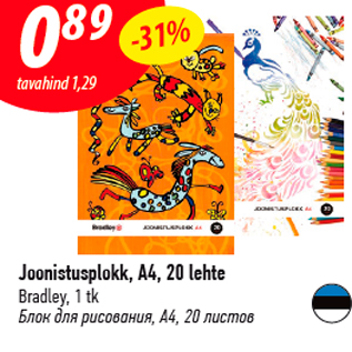 Allahindlus - Joonistusplokk, A4, 20 lehte Bradley, 1 tk