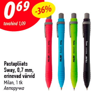 Allahindlus - Pastapliiats Sway, 0,7 mm, erinevad värvid Milan, 1 tk