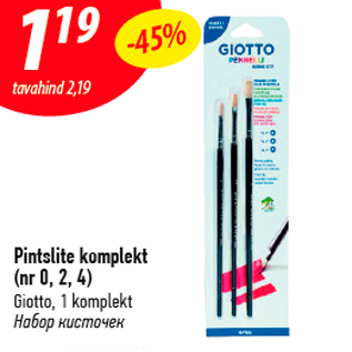 Allahindlus - Pintslite komplekt (nr 0, 2, 4) Giotto, 1 komplekt