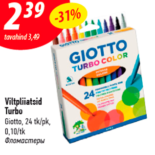 Allahindlus - Viltpliiatsid Turbo Giotto, 24 tk/pk, 0,10/tk