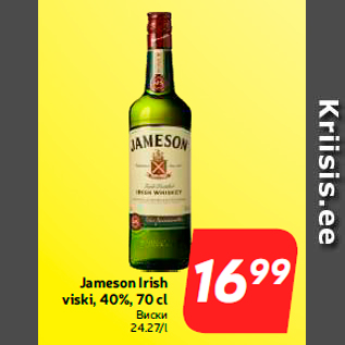 Allahindlus - Jameson Irish viski, 40%, 70 cl