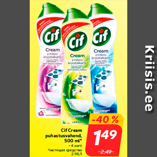 Allahindlus - Cif Cream puhastusvahend, 500 ml*