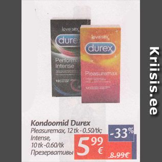 Allahindlus - Kondoomid Durex