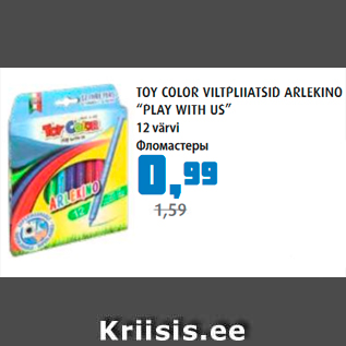 Allahindlus - TOY COLOR VILTPLIATSID ARLEKINO "PLAY WITH US"