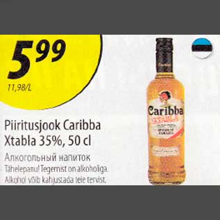 Allahindlus - Piiritusjook Caribba Xtabla 35%,50 cl