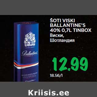 Allahindlus - ŠOTI VISKI BALLANTINE’S 40% 0,7L TINBOX