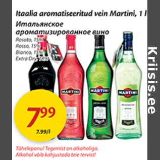 Allahindlus - Itaalia aromatiseeritud vein Martini, 1 l