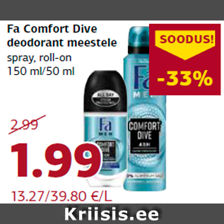 Allahindlus - Fa Comfort Dive deodorant meestele