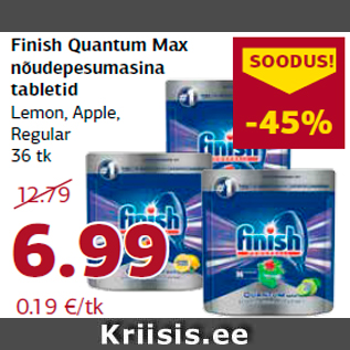 Allahindlus - Finish Quantum Max nõudepesumasina tabletid