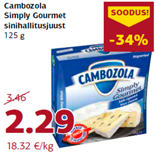 Allahindlus - Cambozola Simply Gourmet sinihallitusjuust 125 g