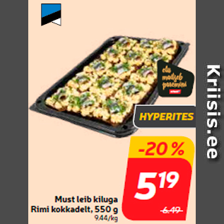 Allahindlus - Must leib kiluga Rimi kokkadelt, 550 g