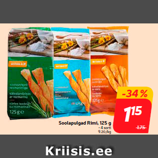 Allahindlus - Soolapulgad Rimi, 125 g