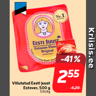 Allahindlus - Viilutatud Eesti juust Estover, 500 g