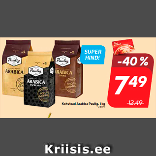 Allahindlus - Kohvioad Arabica Paulig, 1 kg