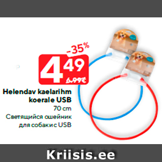 Allahindlus - Helendav kaelarihm koerale USB 70 cm