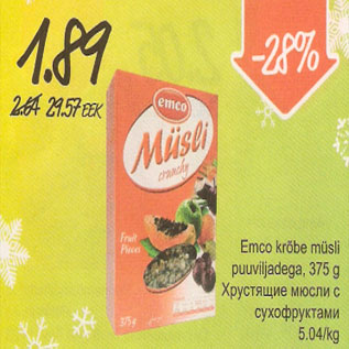 Allahindlus - Emco krõbe müsli puuviljadega