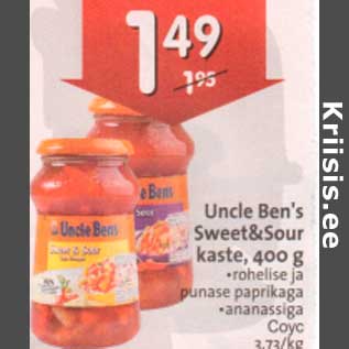 Allahindlus - Uncle Ben"s Sweet&Sour kaste, 400 g