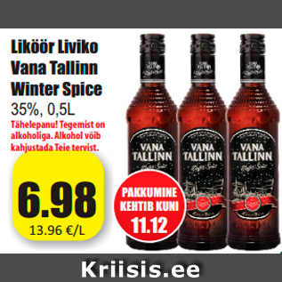 Allahindlus - Liköör Liviko Vana Tallinn Winter Spice