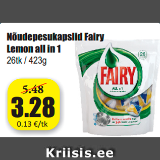 Allahindlus - Nõudepesukapslid Fairy Lemon all in 1