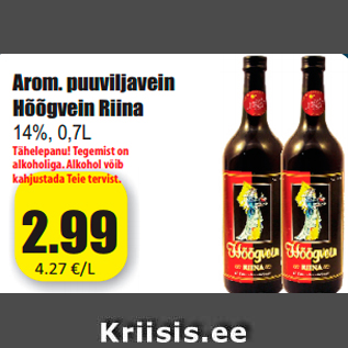 Allahindlus - Arom. puuviljavein Hõõgvein Riina