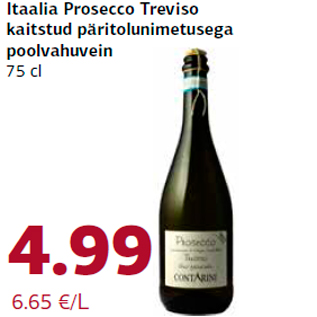 Allahindlus - Itaalia Prosecco Treviso kaitstud päritolunimetusega poolvahuvein, 75 cl