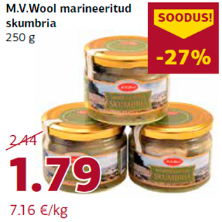 Allahindlus - M.V.Wool marineeritud skumbria 250 g