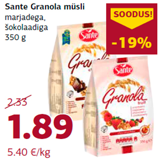 Allahindlus - Sante Granola müsli