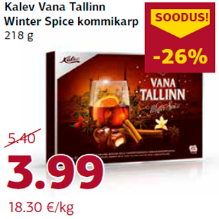 Allahindlus - Kalev Vana Tallinn Winter Spice kommikarp 218 g