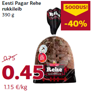 Allahindlus - Eesti Pagar Rehe rukkileib 390 g