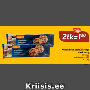 Allahindlus - Küpsis šokolaaditükkidega Rimi, 150 g