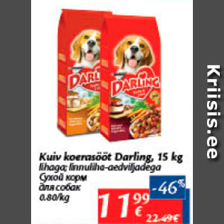 Allahindlus - Kuiv koerasööt Darling, 15 kg